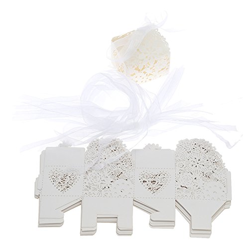 Baugger - 20 PCS corte delicado esculpido flor elegante doces caixas com fita para o banquete de cas