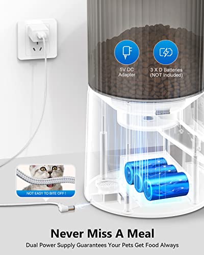 Petultra Automatic Cat Feeders Wifi, App Control Dry Dog Cat Food Dispenser 4L, Timed Auto Pet Feeder Programmable, 10 Meals Per Day, Stainless Steel Bowl, Desiccant Bag, 10S Voice Recorder #TOP4