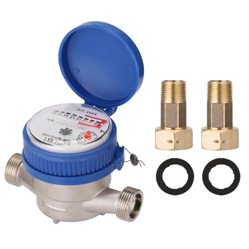 Horloge à eau de jardin calibrée 1/2 - Compteur d'eau de jardin calibré - Monocanal - Avec accessoires de montage - Couvercle de protection - Horloge à eau froide avec aiguilles - Affichage numérique