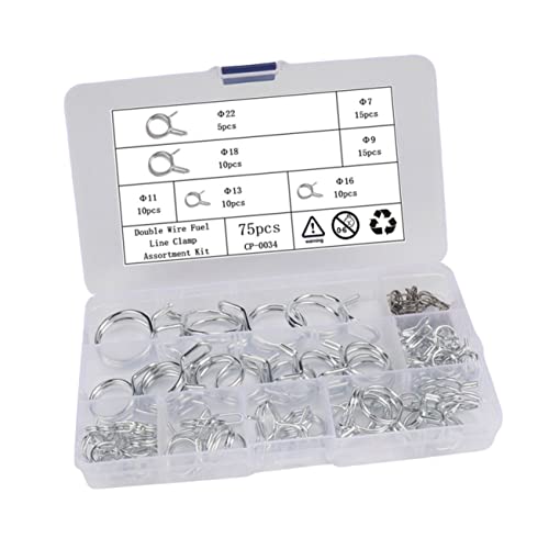 VILLCASE Superb Craftsmanship 75pcs Dual Wire Hose Clamp Easy Install for Cables Hoses Automotive Aviation