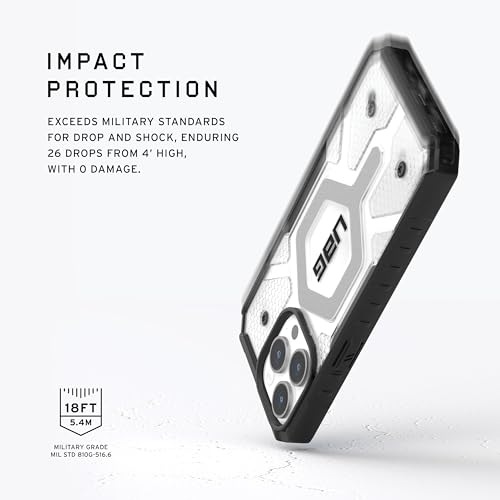 Image of URBAN ARMOR GEAR UAG Case [Updated Version] Compatible with iPhone 15 Pro Max Case 6.7 inch Pathfinder Clear Ice /Silver Built-in Magnet Compatible with MagSafe Charging Rugged Transparent Protective Cover