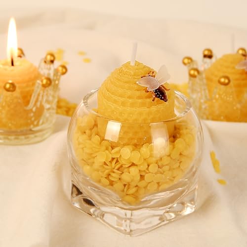 deybby natural beeswax candles set of 6 small bee votive candles with little bee decorations as gift yellow