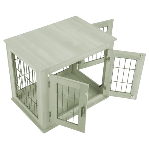 ARADNEO Caixa resistente para cães de 80 cm para cães médios e pequenos, gaiola estilo móveis com po