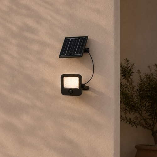 Proyector LED solar exterior 1600Lm M mimotec con panel independiente y sensor PIR 4