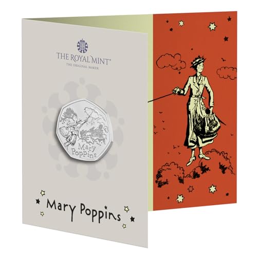 The Royal Mint – Mary Poppins 2025 Brilliant Uncirculated Official UK 50p Coin, Celebrating the Beloved and Extraordinary Mary Poppins in Decorative & Collectible Fold-Out Packaging