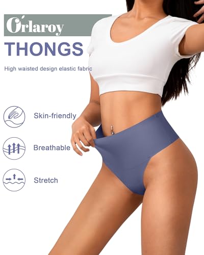 High Waisted Thongs Underwear for Women Seamless No Show Panties Soft Tagless High Cut Ladies Thong 6 Pack2