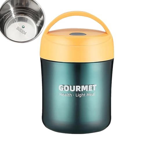 Lunaobrik Contenedor de sopa aislado de acero inoxidable de 500 ml | Botella de almacenamiento de calor a prueba de fugas, portátil, almacenamiento de alimentos fríos y calientes para viajes, trabajo