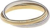 JANIS BY JANIS SAVITT High Polished Rhodium and Yellow Gold Double Cobra Bracelet with 1/4 Inch Interlocking Stretch Bands MADE IN USA