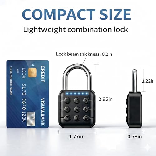 Image of Combination Padlock - Combination Lock with 6-Digit Code, Digital Padlock with Keyless Entry, IP67 Waterproof Zinc Alloy Lock for Locker, Gym, Travel, Outdoor, Gate (Black)