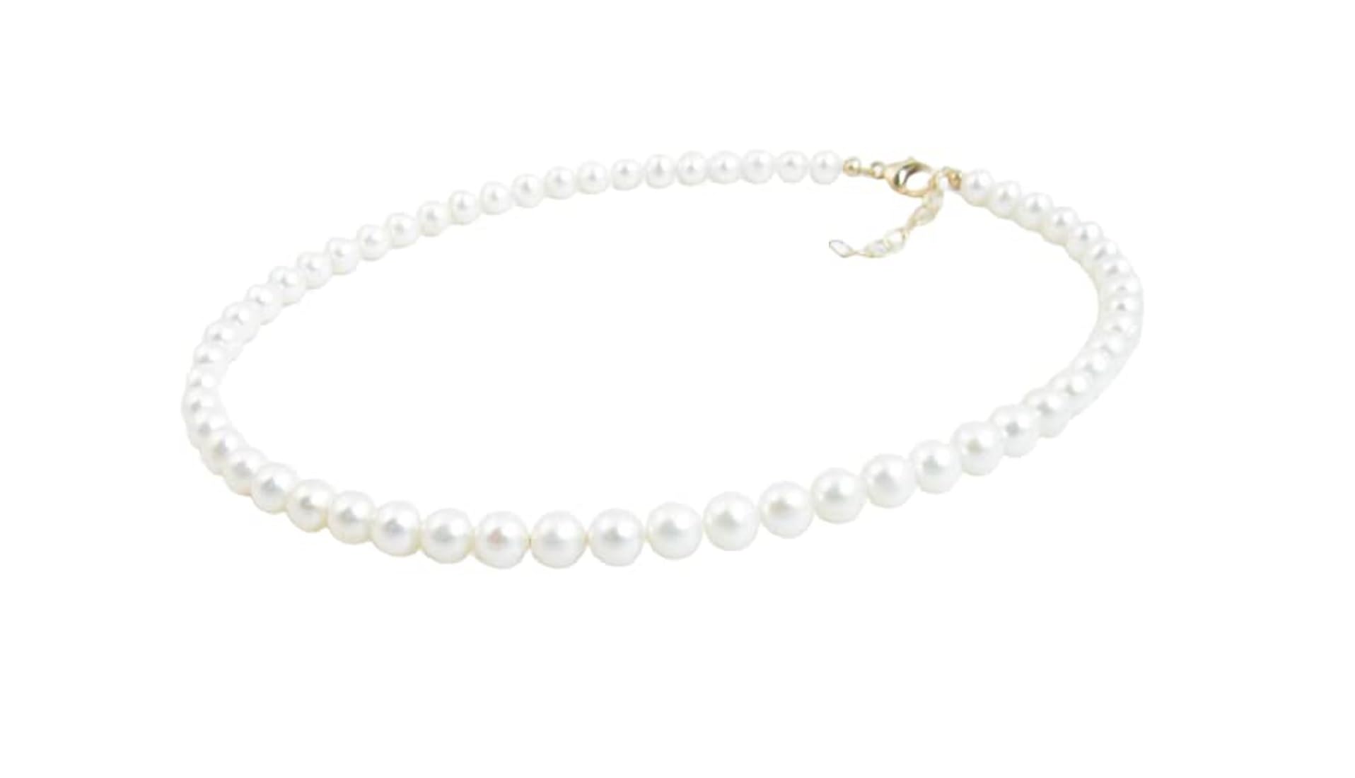 Elegant Plain White Pearl Necklace – Adjustable Royal Jewelry for Women & Girls-image-0