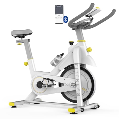 Indoor Exercise Bike with Bluetooth LCD Monitor, 30 lbs Flywheel,