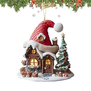 Acrylic House Christmas Ornament Car Mirror Decor – Holiday Decoration, Truck Door Dashboard Window Gadget, Fireplace Living Room Bedroom Kitchen Festive Ornament Gift For Home And Auto