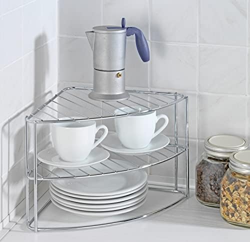 Wenko 2341100 Chrome Corner Dish Rack with 2 Shelves, 34.5 x 21.5 x 25 cm