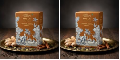 Image of TGL Co. Instant Ginger Black Tea Premix (14 Sachets) Quick & Easy To Make Ginger (Adrak) Flavored Tea Premix Sachets - 14g Per Serve (Pack of 2)