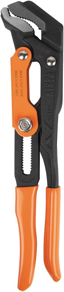 Klein Tools 68230 Pipe Wrench, S-Jaw Quick-Adjust Plumbers Wrench Fits up to 1-1/2-Inch Round Pipe and 1-1/4-Inch Hex Nuts, 13-Inch