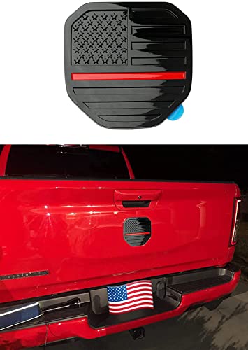 Image of CONGCONG Tailgate Emblem Badge for Dodge Ram 1500 /2500 /3500 (2019-2023, American Flag - Red Line)