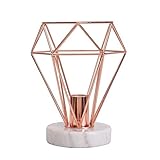 Lampworks Rose Gold Lamps Table Lamp Bedroom Decor Bedside Lamp Diamond Shape Night Stand Lamp Marble Base Desk Lamp for Bedroom Living Room(Bulb Not Included)