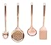 Copper Cooking Kitchen Utensils Set - 4 Piece Rose Gold Metal Serving Utensils, Useful Gifts for Mom & Apartment Gifts