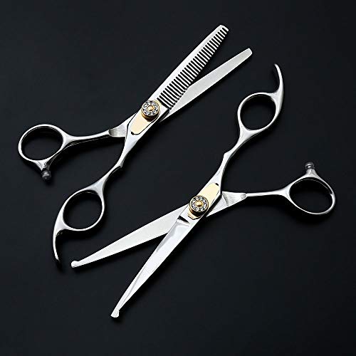 Professionelle Haarschneideschere Set 6 Zoll, Edelstahl-Friseur-Schere mit dünner werdender Klinge, ergonomisches Design für Salon-Styling und Home-Grooming, einschließlich Lederbeutel