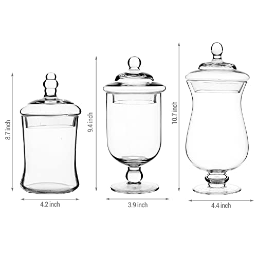 Mygift Clear Glass Apothecary Jars With Lid, Decorative Footed Vase, Candy Buffet Containers, Set Of 3 #TOP4