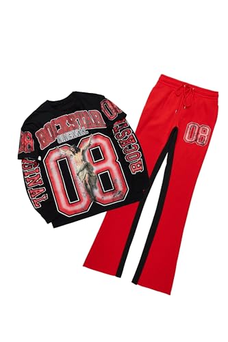Men's Fields Black/Red Double Layer T-Shirt/Baggy Pant Set