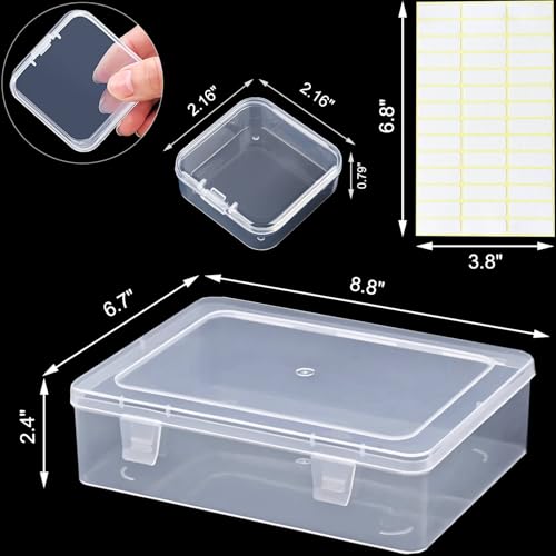 Image of Bead Organizer Box, 90pcs Small Clear Plastic Storage Containers, Craft Storage Box Features Hinged Lid and Labels, Mini Boxes for Bracelets, Jewelry, Diamonds, Clay Beads, Screws, Seeds, Small Parts