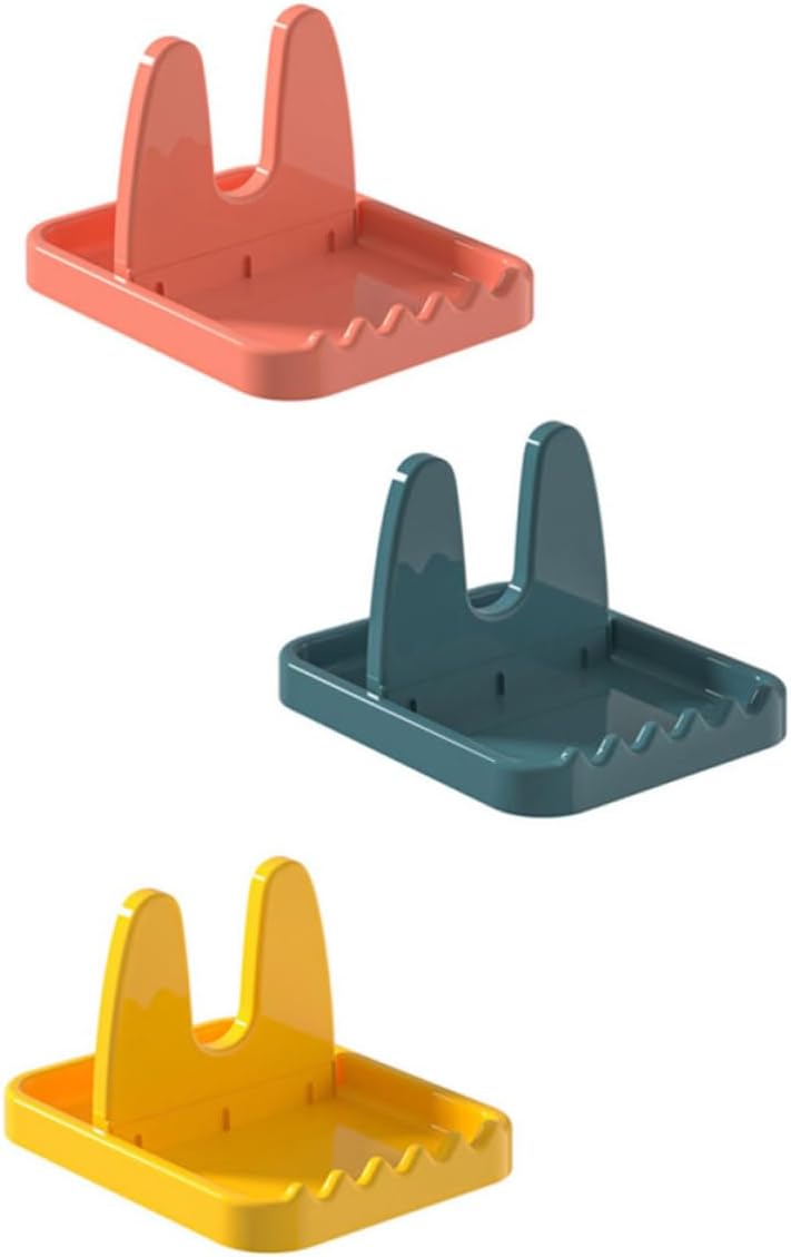 3pcs Plastic Pot Lid Organizer Rack with Multi Slot Utensil Rest
