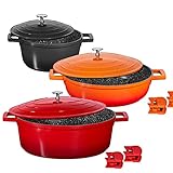 Für alle Herdarten geeignet: Einsetzbar für Gas-, Glaskeramik-, Induktion- und Elektrokochfelder, extra starker, verzugsfreier Boden, backofengeeignet bis 200 °C mit Silikongriffen/ bis 240°C ohne Silikongriffe, induktionsgeeignet.