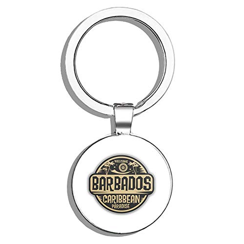 HJ Media Barbados Caribbean Paradise Metal Steel Keychain Ring Double