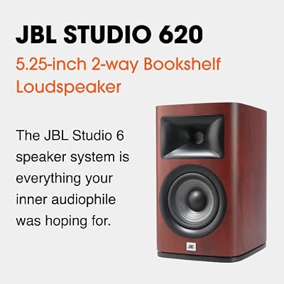 JBL Studio 620, Red Wood - High-Performance Bookshelf Loudspeaker - with 5.25 PolyPlas Cone Woofer, 2414H-1 Compression Driver & Magnetic Grille