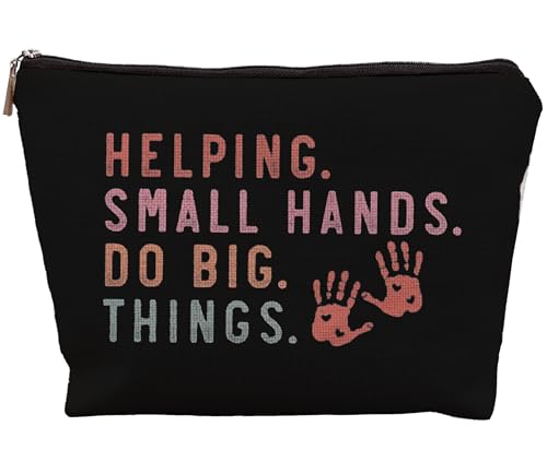 uinwk Occupational Therapist Gifts Makeup Bag, Occupational Therapy Gifts, Appreciation Gifts for Occupational Therapist, Helping Small Hands Do Big Things Cosmetic Bag for Purse