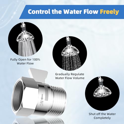 Hibbent All Metal 1 Pack Shower Head Flow Control Valve, G1/2 Brass Shut-off Valve with Metal Handle Lever, Shut OFF Water Flow Control Regulator for Handheld Shower, or Bidet Sprayer, Chrome - image 3