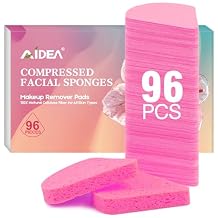 AIDEA Compressed Facial Sponges 96Count Pink, Travel Essentials Makeup Sponges, 100% Natural Cellulose Cosmetic Spa Sponges for Facial Cleansing, Exfoliating, Makeup Remover Pads