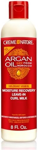 Creme of Nature Moisture Recovery Leave-In Curl Milk, Lightweight Daily Moisturizer, Detangles and Adds Shine, With Argan Oil from Morocco, 8 oz