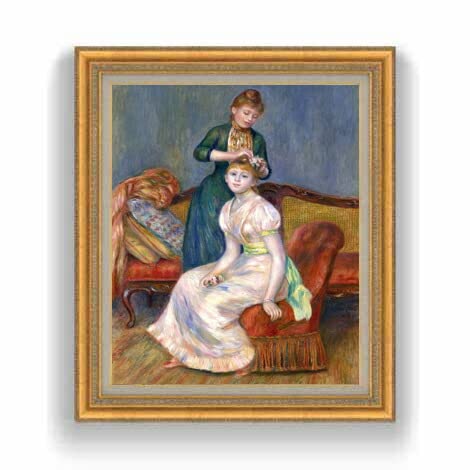 ルノワール、【髪かざり】、新品高級額 額装付、年代物・希少画集画 Amazon.co.jp: ルノワール 髪かざり F12 油絵直筆仕上げ 754×648mm