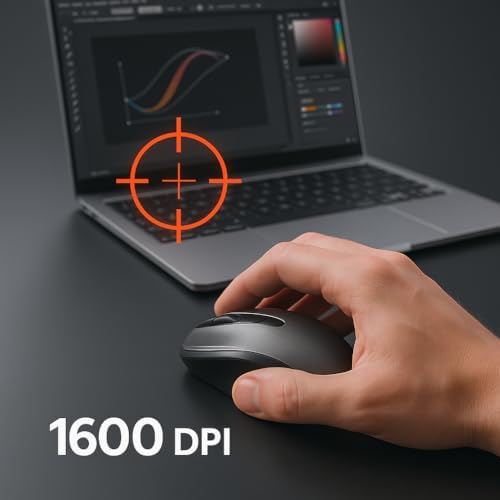 2.4 GHz Kablosuz Mouse – Sessiz Tıklama, Ergonomik Tasarım, Yüksek Hassasiyet, USB Alıcılı, Ofis ve Ev Kullanımına Uygun Dizüstü Bilgisayar Mouse - Siyah - Görsel 7