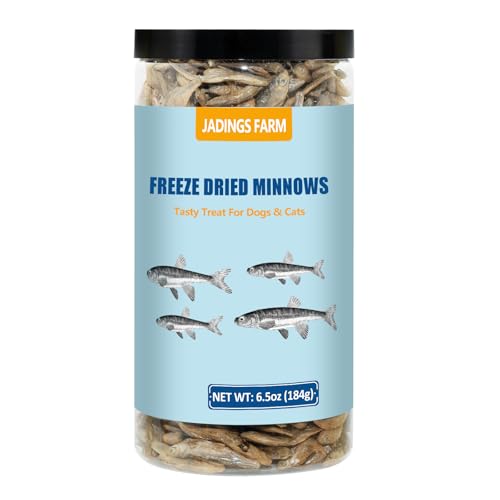 JADINGSFARM Minnows - 6.5 oz Freeze Dried Minnows for Cat & Dogs, 100% Natural Premium Cat & Dog Treat， (6.5 OZ)