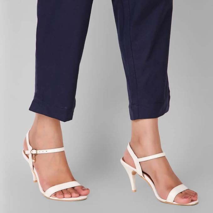 Image of Aarav Fabric Women's 100% Cotton Casual Pant | Ankle Length Regular fit Cotton Trouser | Straight Fit Formal Pants for Kurti, Office, Casual and Daily Outdoor Lifestyle