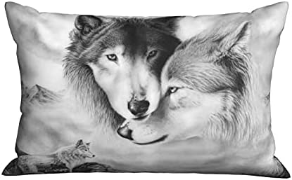Gray Wolf Pillowcase for Hair and Skin, Queen Size (20x30 inches) Bed Home Decor Pillow Cover - Soft and Cozy Brushed Microfiber - Hidden Zipper Closure Print