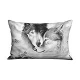Gray Wolf Pillowcase for Hair and Skin, Queen Size (20x30 inches) Bed Home Decor Pillow Cover - Soft