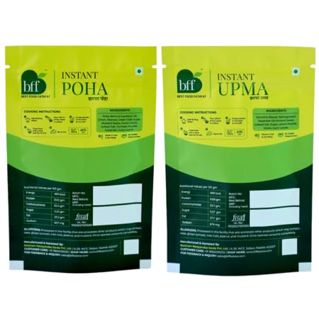 Image of Quick Breakfast Duo: Instant Poha & Instant Upma (90g each) | Indian Breakfast Mix | Just Add Hot Water | Quick & Easy Meal for Home, Office & Travel