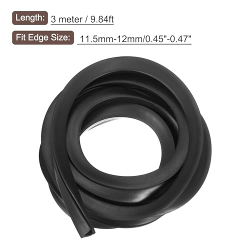 QUARKZMAN Kantenschutz Gummi Kantenschutzprofil, 3 Meter Länge U Profil Kunststoff Schutzleiste Kantenschutz, Flachtyp Kederband für 11,5-12mm Kanten Bleche, (16mm B x 14mm H) Schwarz