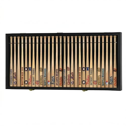 DisplayGifts 18" Souvenir Mini Baseball Bat Display Case Cabinet Holder Rack UV Protected (32 Bat Holder - Black)