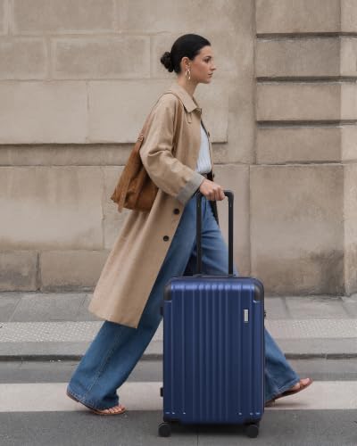 Image of Coolife Luggage, Lightweight and Durable Hardshell, 24 in, Navy Blue