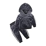 MYGBCPJS Boys Girls 2 Pcs Velour Tracksuit Sweatsuit Toddler Kids Long Sleeve Pullover Hoodie + Elastic Waist Sweatpants Set