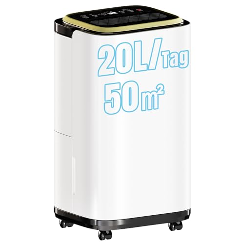 Devoko Deumidificatore Elettrico, 20L, Timer 24 Ore, Portatile, 6L Serbatoio, Per Casa e Uffici