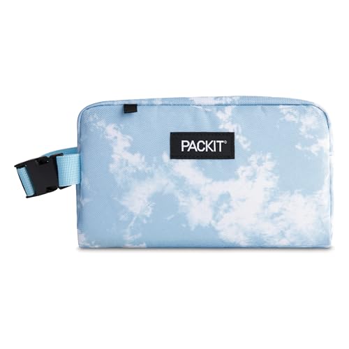 Image of PackIt® Freezable Snack Box, Blue Sky, Built with ECOFREEZE® Technology, Collapsible, Reusable, Zip Closure with Buckle Handle, Designed For Work Snacks, Fresh Snacks On the Go, Adults, and All Ages