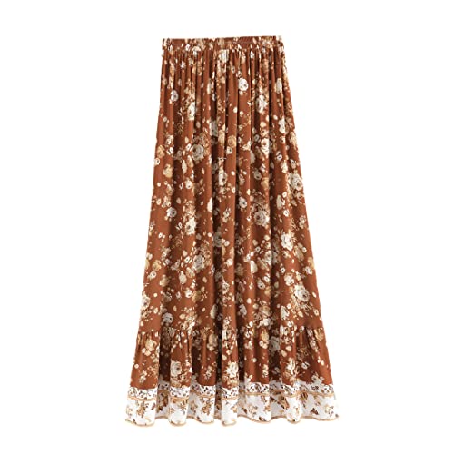 Jupe longue pour femme avec motif fleuri et ceinture extensible confortable
