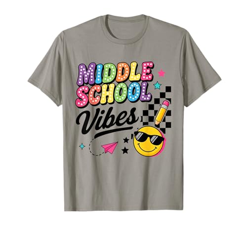 Middle School Vibes Groovy Funny Back to School Teacher Kids T-Shirt