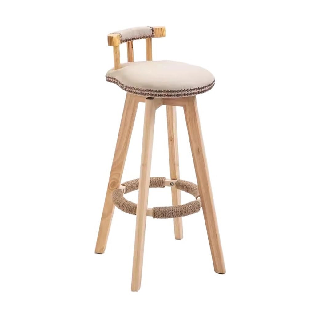 EINES Home Bar Furniture Home simple solid wood bar stool commercial shop backrest bar high stool Counter Barstool